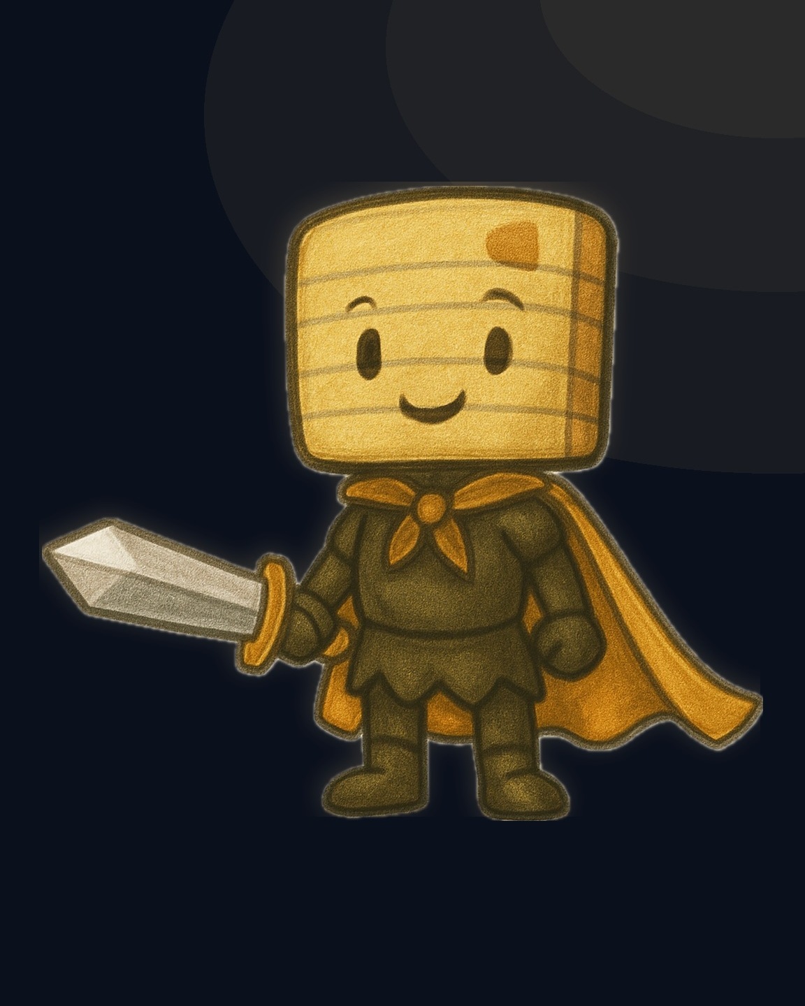 Sir Scribbles-A-Lot, the lined-paper knight of Inkoria